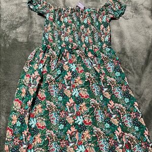 Lark + Grey Floral Green Dress size Large Women summer spring